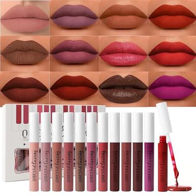 Petansy Matte Liquid Lipstick Set Matte 24-hour Long Lasting Waterproof  Lipstick Multi Colored Non-Stick Cup Not Fade Lip Gloss Halloween Lipstick  Makeup Gift for Women (A)