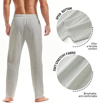 AMY COULEE Mens Cotton Yoga Pants Running Workout Lightweight Sweatpants  Open Bottom Lounge Pants with Pockets