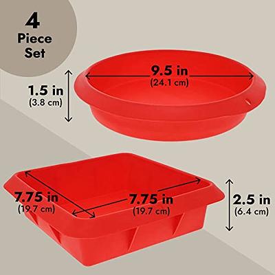 4-Piece Red Silicone Bakeware Set with Square Brownie Pan, Bread Loaf,  Round Cake and Pie Pans, Easy to Clean and Multipurpose, Baking Essentials  Kit (Nonstick) - Yahoo Shopping