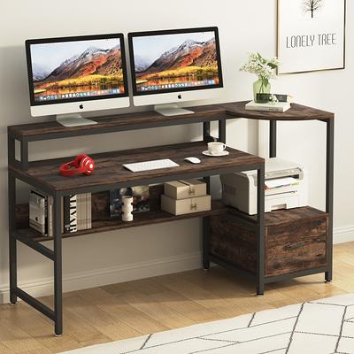  HOMIDEC Office Desk, Computer Desk with Drawers 63 Study  Writing Desks for Home with Storage Shelves, Desks & Workstations for Home  Office Bedroom : Office Products