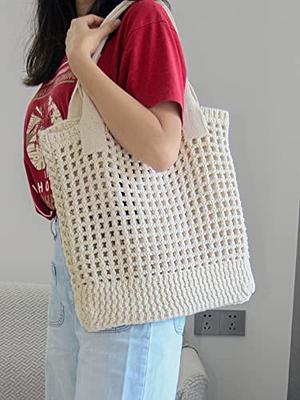 Women Beach Tote Bags Shoulder Handbags Large knit bag Tote bag aesthetic  for school Crocheted tote cute Tote bags