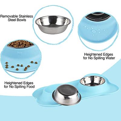 Dog Bowl Feeder with Non Spill Skid Resistant Silicone Mat