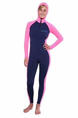 Girls Full Body Swimsuit Stinger Suit Long Sleeves UV Protection UPF50+  Navy Blue (Chlorine Resistant)