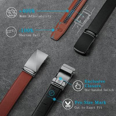 Dubulle Designer Ratchet Belt for Men Leather Fashion Adjustable Automatic Buckle Sliding Removable Dress Casual