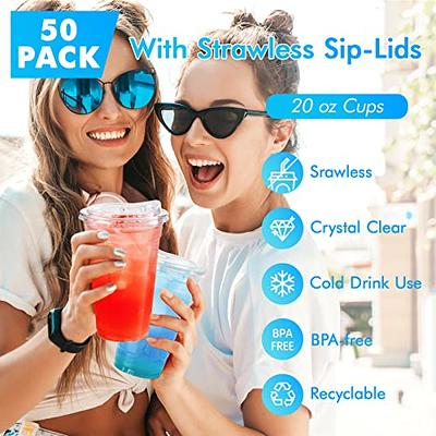 100 Sets] 12oz Clear Plastic Cups With Flat Lids, Disposable Drinking Cups, 12  Oz Plastic Cups For Ice Coffee, Smoothie, Slurpee, Or Any Cold Drinks