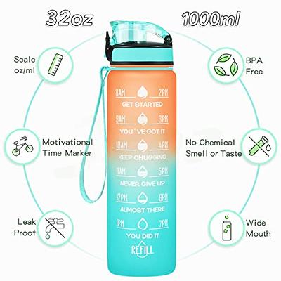 Enerbone 32 oz Water Bottle, Leakproof BPA & Toxic Free, Motivational Water  Bottle with Times to Drink and Straw, Fitness Sports Water Bottle with  Strap for Office, Gym, Outdoor Sports, Orange-Green 