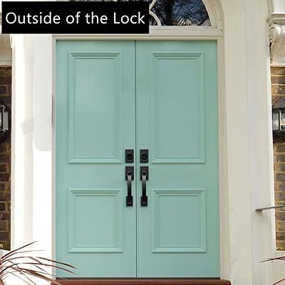 KIAYACI Front Door Lock Set Double Door Handle Sets Black Door Handle Entry  Door Locksets with Rectangle Keypad Deadbolt Smart Locks for Front Door