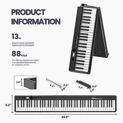  Folding Piano Keyboard, 88 Keys Full Size Semi