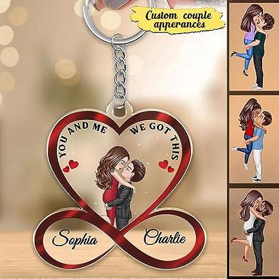 Custom Couples Gift  Copper Heart Keychain, Personalized Wedding