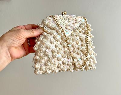 Chain Strap Evening Bag - Cream