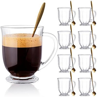 AJARAERA ajaraera glass vintage coffee mugs set of 6,16oz glass mugs, clear coffee  cups, water glasses, drinking glasses, vintage glas