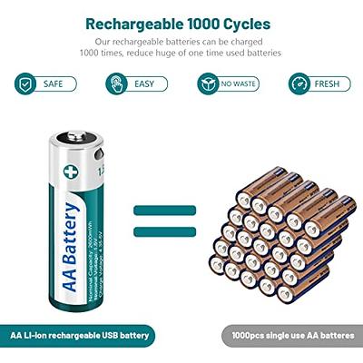 USB AA Rechargeable Battery 1.5V 2600mWh type-c 1.5 H Fast Charge  eco-friendly