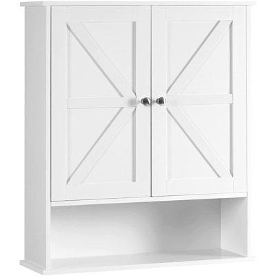 Over-the-Toilet Bathroom Cabinet with Shelf and Two Doors Space-Saving Storage - White