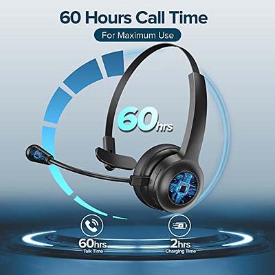 Gixxted Bluetooth Headset, Trucker Bluetooth Headset with Noise Canceling  Microphone, 60 Hours Working Time Wireless on-Ear Headset for Computer Cell