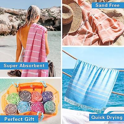 PAMUKLU Cloud Oversized Beach Towel - Sand-Resistant, Quick Drying,  Compact, Soft and Absorbent - 100% Organic Turkish Cotton - for Pool, Yoga