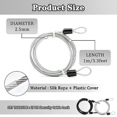 10 pcs 1FT (30cm) Vinyl Cover Coated Stainless Steel Wire Cable with Loops  and Carabiner Hook Short Security Rope Lanyard Tether Lock, 4mm Thickness