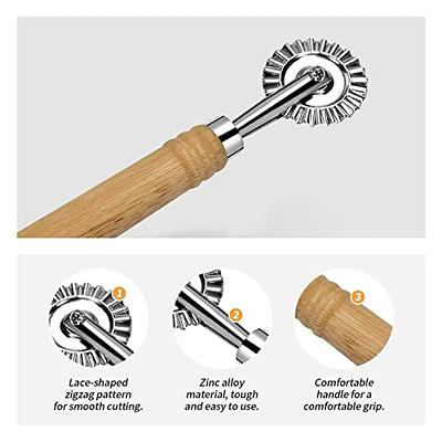 Ravioli Cutter Wheel,Pastry Wheel Cutter with Long Wooden Handle