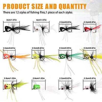 Fly Fishing Poppers, Topwater Fishing Lures Kit Bass Poppers Flies