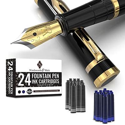Wordsworth & Black Fountain Pen Set, 18K Gilded Medium Nib, Includes 24  Pack Ink Cartridges, Ink Refill Converter & Gift Pouch, Gold Finish,  Calligraphy, [Black Gold], Perfect for Men & Women 