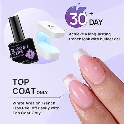 BTArtboxnails 150pcs French Nail Tips Pink Long Square 3 in 1 X-coat Tips  No Need to File, Set with 15ml Builder Gel for Nails and Portable Nail  Lamp, Halloween Easy DIY 