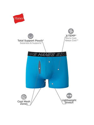 Hanes Total Support Pouch Men's Boxer Briefs Pack, Anti-Chafing