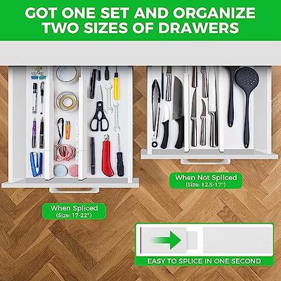 Large Kitchen Drawer Organizer - Expandable Bamboo Drawer Dividers (17.5 -  22) - Adjustable Separators for Kitchen, Clothes, Dresser, Bedroom