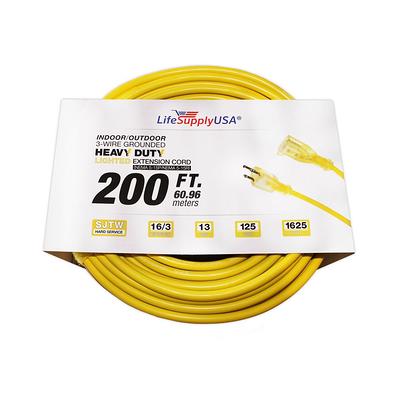 Lifesupplyusa 200 Ft 16 3 Sjt 13 Amp 125 Volt 1625 Watt Lighted End Indoor Outdoor Heavy Duty Extension Cord 2 Pack Yellow Yahoo Shopping