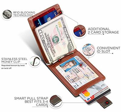 Serman Brands Money Clip Wallet | Mens Wallets Slim | Front Pocket | RFID Blocking Card Holder | Minimalist Mini Bifold | Ruby Red, Men's, Size: Small