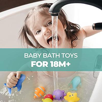 Mold Free Infant Bath Toys for 18 Months - No Hole Animal Bathtub Toys,  Baby Bath Tub Toys No Mold (Ocean)