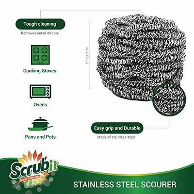 6 Pack Stainless Steel Wool Scrubber Sponge for Removing Tough