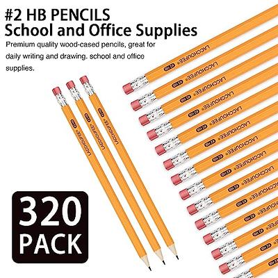 LACCHOUFEE 320 Pack #2 Pencils Bulk Pre-sharpened Pencils with Eraser top,  2 HB Pencils for Writhing Drawing, Yellow Wood-Cased Pencils in Bulk for  Office, School, Teacher and Classroom Supplies - Yahoo Shopping