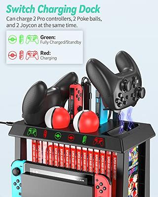 Switch Games Organizer Station with Controller Charger, Charging Dock for  Nintendo Switch & OLED Joycons, Kytok Switch Storage and Organizer for