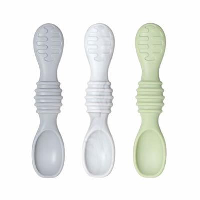 Bumkins Utensils, Silicone for Dipping, Feeding, Baby LED Weaning, Training Spoons, Ag