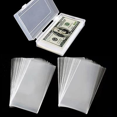 QIFEI 100 Pcs Clear Paper Money Holder with Storage Case, Bill