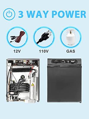 Smad 3 Way Caravan Propane Fridge 110V/12V/LPG Gas Refrigerator for RV  Campervan, Black, 2.1 Cu.ft.