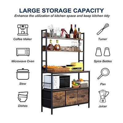 NAIYUFA 5-Tier Kitchen Baker’s Rack with Storage,Large Bakers Rack with  Cabinet, Heavy Duty Oven Stand Microwave Rack,Free Standing Kitchen Utility