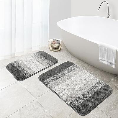 Ottomanson Mirage Collection Non-Slip Rubberback Solid Soft Bathroom Bath Mat Set, 2 Piece - 16 x 24/20 x 30, Cream, Ivory