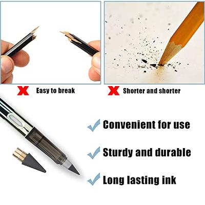 2 Pieces Metal Inkless Pen Inkless Erasable Eternal Infinite Pencil Metallic