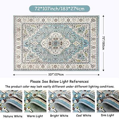 Lahome Vintage Medallion Rugs for Living Room - 3x5 Green Area Rug Washable  Throw Soft Bedroom Rugs Non-Slip Low-Pile Non-Shedding Bathroom Rug Print