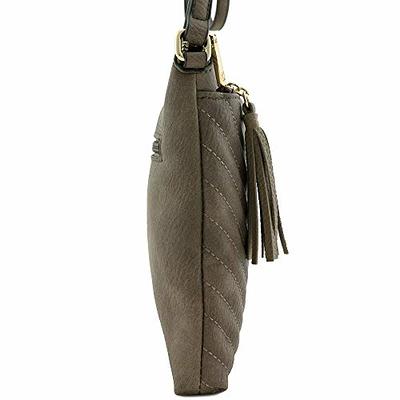 FashionPuzzle Chevron Quilted Medium Crossbody Bag with Tassel Accent