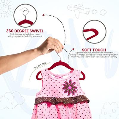trusir Baby Hangers for Closet 100 Pack Pink Plastic Kids Children's Clothes Hangers Non-Slip (Pink, 100)