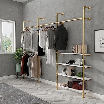 IBUYKE Industrial Pipe Clothes Rack, 50'' Wall Mounted Closet Bar, Heavy  Duty Closet Clothes Rod, Multi-Purpose Hanging Rod for Closet Storage (4