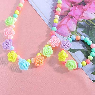 6PCS Beads Teen Jewelry Set Girl Dress Up Rings Girls Beaded Bracelets