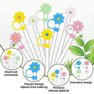 Silicone Straw Cover Topper Caps Flowers for Reusable Straws, Cute