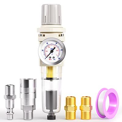 Air Filter Pressure Regulator, Pneumatic Compressors Water Oil Trap  Separator Combo Double Gas Percolator Strainer Kit Accessories Tool with  Gauge Lubricator Dryer Copper Elements 1/4 Inch NPT - Yahoo Shopping
