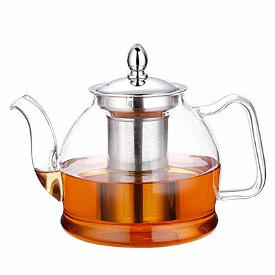 PARACITY Glass Teapot Stovetop 34 OZ, Borosilicate Clear Tea Kettle with  Removable 18/8 Stainless Steel Infuser, Teapot Blooming and Loose Leaf Tea