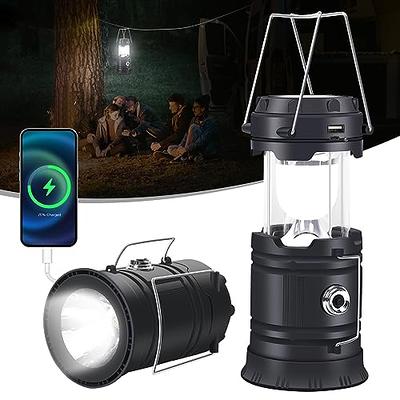 Solar Lantern Flashlights Charging for Phone, USB Rechargeable Camping Lantern LED, Collapsible & Portable for Emergency, Hurricanes, Power Outage