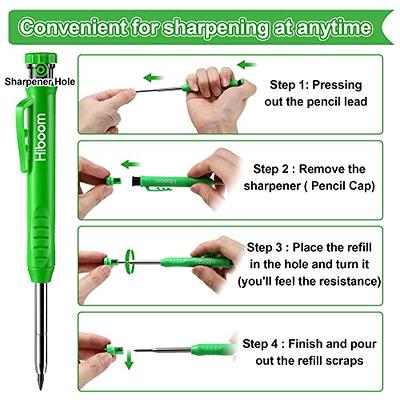  Hiboom 3 Pack Carpenter Pencils Set with 24 Refills, 2.8 mm  Mechanical Carpenter Pencil Built in Sharpener Woodworking Marking Tool  Solid Long Nosed Deep Hole Construction Pencil (Green) : Office Products