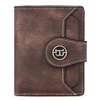 Keychain Wallet with ID Window, Small Rfid Blocking Wallet with Credit Card  Holder for Women Leather Minimalist Wallet for Men (brown)
