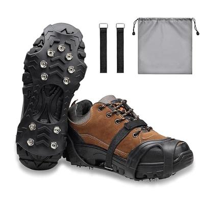 4 Pairs Non Slip Gripper Spikes for Shoes Ice Snow Grips Traction Cleats  with 5 Studs Crampon Universal Snow Spikes for Hiking Walking Climbing